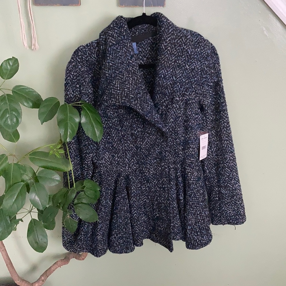 NWT Free people peplum winter coat Navy so 12 #p4